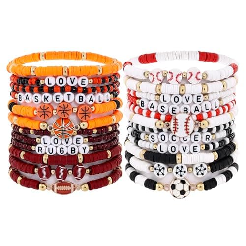 Taouzi 24Pcs Game Day Bracelet Football Baseball Basketball Soccer Bracelet
