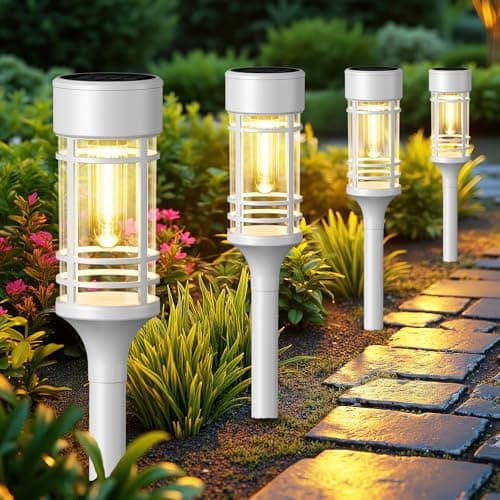LETMY Solar Pathway Lights Outdoor, 8 Pack Solar Lights Outdoor Waterproof IP65, Bright Solar Garden Lights Outdoor for Yard Walkway Driveway Landscape Garden Decor（White）