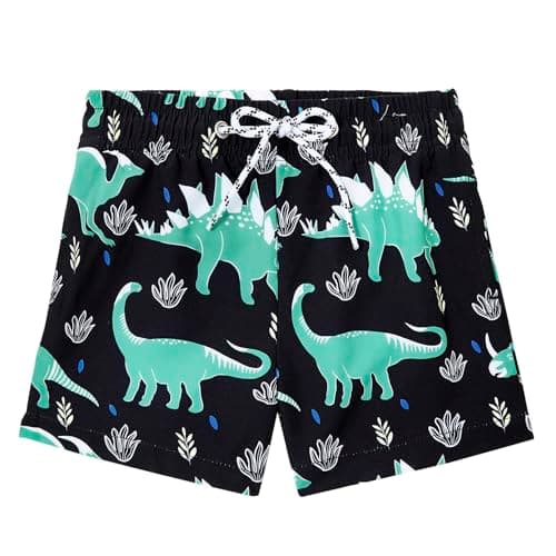 Durio Toddler Swim Trunks Toddler Boy Swimsuit Quick Drying Boys Swim Trunks Swimwear Bathing Suits for Boys Black Dinosaurs 4T