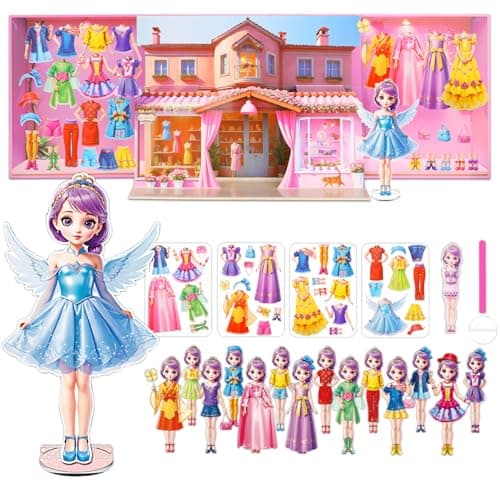 Yuzee Magnetic Dress Up Paper Dolls for Girls Ages 4-7 Princess Game Toys