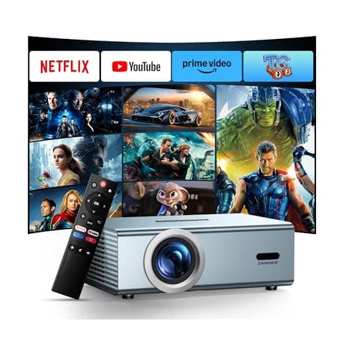 Compatible with Netflix Movie Projector with WiFi6 and Bluetooth5.3, Built-in App Store, Dolby Audio & Electric Focus & Auto Keystone, 4K Support High Brightness Outdoor Projectors, 1080 (Sliver Grey)