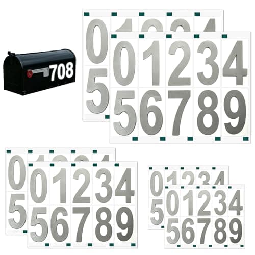 Nextpal 6 Sets Mailbox Numbers for Outside, 2 3 4 Inch Reflective Self-Adhesive Vinyl Numbers, Weatherproof Mail Box Number Stickers for Home Address Signs and Doors, White