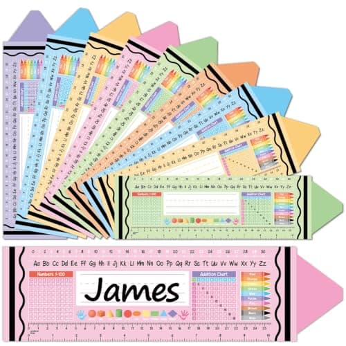 36pcs Pastel Crayon Desk Name Tags for Classroom Pastel Name Plates Multipurpose Student Name Tags with Alphabet Labels for Back to School Class Teacher Office Desk Whiteboard Decor