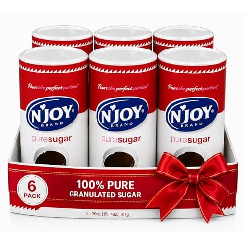 N'Joy Pure Sugar, Pack of 6 Canisters with EZ-Open Pour Spout (20 oz each)