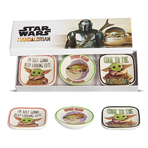 Disney Star Wars Grogu Trinket Dish Set - Ring Jewelry Tray - Mini Ceramic Trinket Trays, 3-Piece Trinket Holder Gift Set