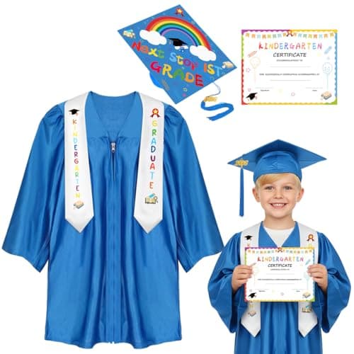 Lumexcok Kindergarten Graduation Cap and Gown Set, 2026 Congrats Grad Outfit with Certificate & Tassel Certificate for Kindergarten