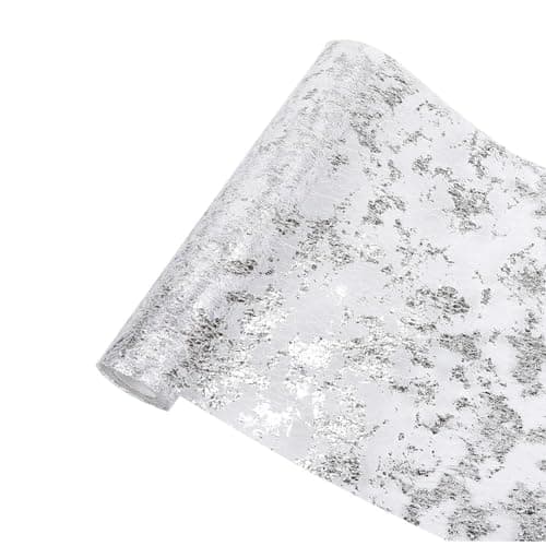 Silver Metallic Table Runner 11 Inch x 49 Feet Silver Mesh Table Runners for Bridal Shower Dining Wedding Party Table Decorations