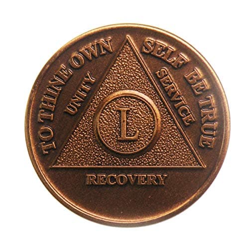 50 Year AA Medallion Traditional Bronze Raised Center Sobriety Chip