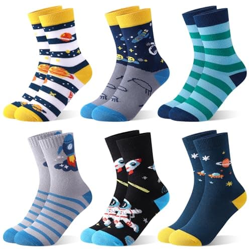 scenicamp 6 Pairs Funny 3D Kids Boys Crew Socks Astronaut