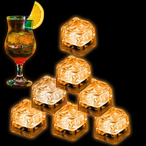Light Up Ice Cubes for Drinks, 48 PCS LED Ice Cubes Liquid Activated for Home Bar Party Wedding Decor (Orange)