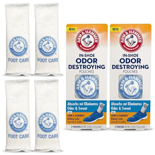 Arm & Hammer In-Shoe Odor Control Pouches, Moisture Absorbing, 4 Count
