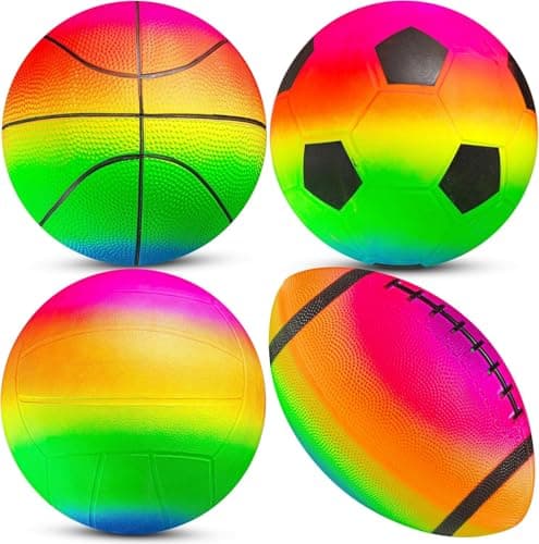 5-Inch Mini Sports Ball Set (4-Pack) with Hand Pump for Toddlers & Kids