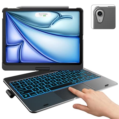 typecase Touch Keyboard Case with Trackpad for iPad Air 11-inch (M3 2025 / M2 2024): 360°Rotatable - 11 Colors Backlight - Wireless Keyboard with Pencil Holder for iPad Air 5th & 4th Gen,Space Gray