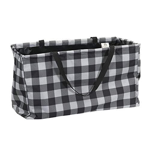 Household Essentials Black and White Plaid Krush Container All-Purpose Utility Tote