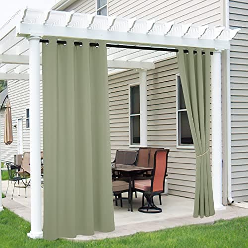 RYB HOME 2 Panels Outdoor Curtains for Patio Waterproof Thermal Insulated