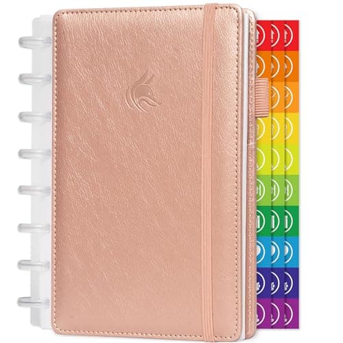 Clever Fox Disc-Bound Planner, Undated Weekly Binder Notebook, Rose Gold