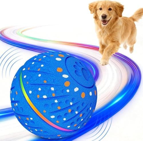 Sankell Interactive Dog Toys Ball - Durable E-TPU Automatic Rolling Ball for Dogs, 3 Engagement Modes & LED Light, Motion Activated Smart Bouncing Toy for Boredom Relief, for Small Medium Dogs(Blue)