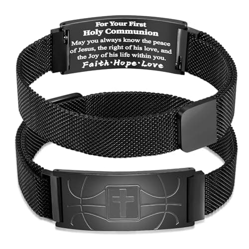 GLEZZA Basketball Bracelet Jewelry Gifts for Boy,Faith Cross Bracelets for Men Jewelry Gift Religious Baptism Easter Gifts for Teens Teams Son Grandson Brother,Adjustable Size