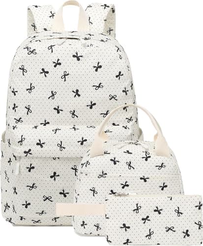 LEDAOU Girls Backpack with Lunch Box and Pencil Case, 3-Piece School Set