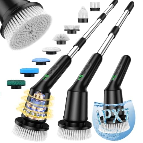 Electric Spin Scrubber for Bathroom, Shower Scrubber with Long Handle