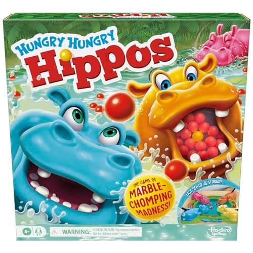 Hasbro Gaming Hungry Hungry Hippos Game for Preschoolers | Instant Marble Relaunch, Easy Set-Up & Storage| Ages 4 and Up | 2 to 4 Players | Kids Games