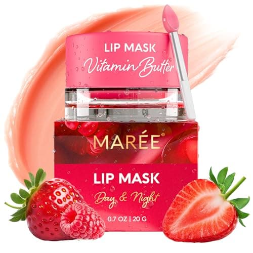 MAREE Lip Mask Overnight - Lip Moisturizer For Very Dry Lips - Hydrating Lip Butter Balm with Hyaluronic Acid & Collagen - Overnight Lip Treatment - Lip Sleeping Mask Repair - Hidratante de Labios