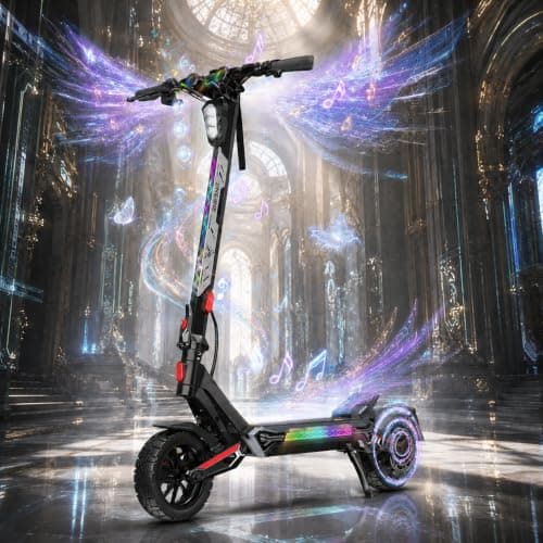 Electric Scooter for Adults 3500W Motor, Up to 40 MPH, 52V 25Ah Battery, 10.5" Off-Road Tires, with Speaker for Music and LED Ambient Lights, Foldable E Scooter for Commuting and Outdoor Riding
