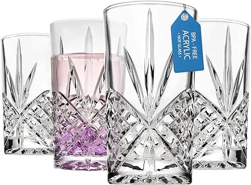 Godinger Tall Highball Glasses, Shatterproof and Reusable Acrylic - Dublin Collection, Set of 4