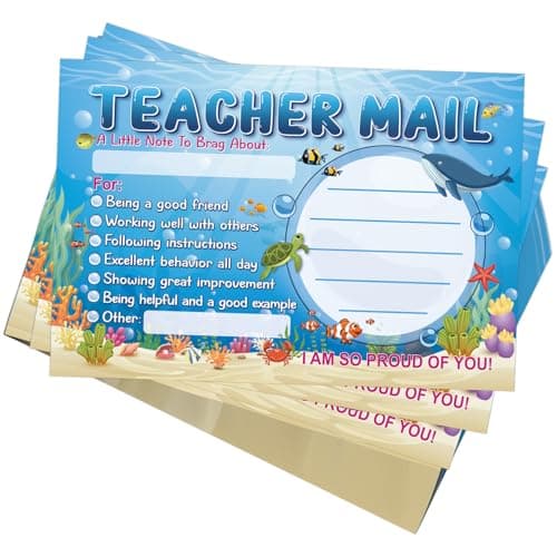 COCHIE Teacher Mail Notes to Parents Classroom Must Haves, Good Behavior Incentive Motivational Cards to Send Home for Elementary Kindergarten Preschool 1st 2nd Grade Teacher Supplies (Ocean)