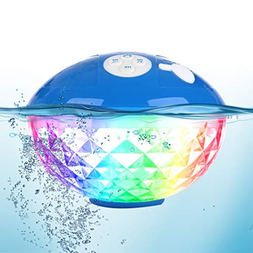 Blufree Bluetooth Pool Speaker with Colorful Light, Portable Floating Pool Speaker IP68 Waterproof,Built-in Mic, Floatable Crystal Clear Sound Wireless Bluetooth Hot Tub Speakers for Pools Spa Outdoor