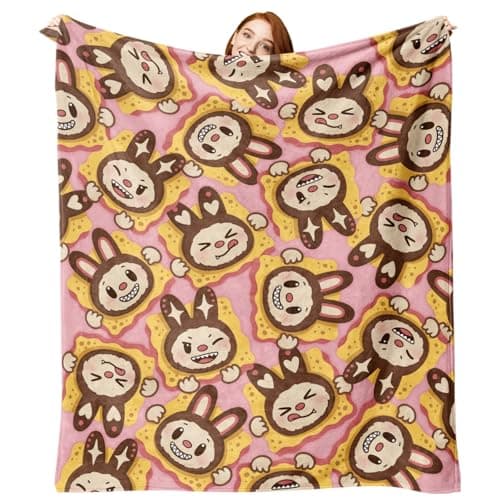 Pycat Cute Pink Flannel Throw Blanket, Monster Biscuits Birthday Gifts