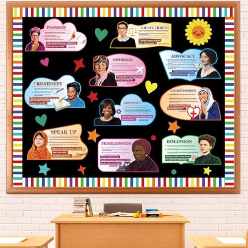 Women in History Bulletin Board Classroom Decorations Women’s History Month Bulletin Board Inspirational Influential Women Cutouts for Teacher School Office Craft Home Wall Door Chalkboard Decor
