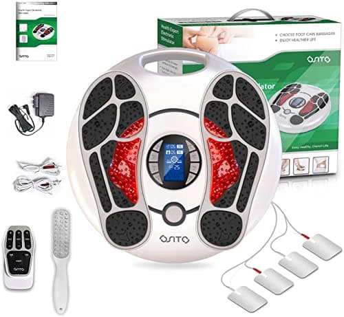 OSITO EMS Foot Massager for Neuropathy, HSA Foot Circulation Stimulator, FSA Massager for Circulation and Pain Relief, 25 Modes 99 Intensities, Ideal for Women/Men,4 TENS Unit Muscle Stimulator Pads