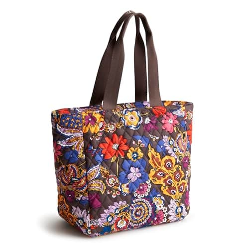 Vera Bradley Women's Premium Cotton Lunch Tote, Colorful Bouquet, One Size