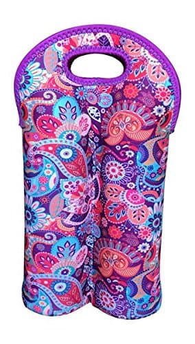 Koverz - #1 Neoprene Wine Carrier, Wine Tote, Double Bottle Carrier, 2-Bottle Wine/Water Bottle Carrier, Wine Bag - Paisley