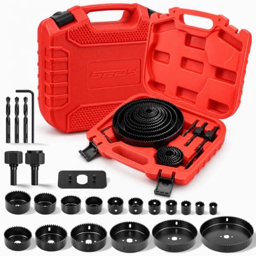 Hole Saw Kit 24PCS, 3/4"-6" for Drywall, Plywood, Softwood, PVC, Plastic