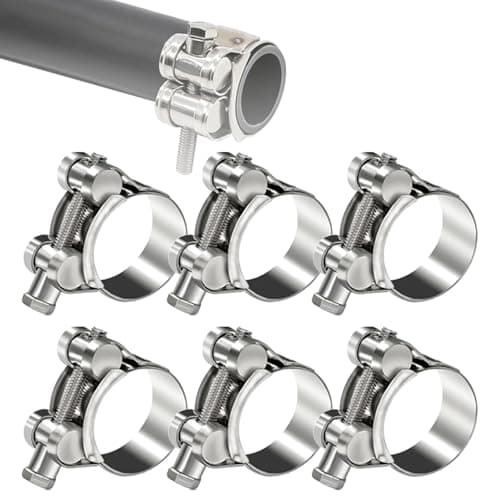 zDwfDc 6PCS 17-19mm T-Bolt Stainless Hose Clamps Heavy Duty Adjustable Tube Clamps DD038-17-19