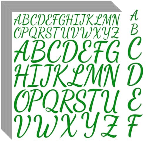 Bemeol Letter Stickers 30 Sheet Self Adhesive Capital Alphabet Sticker Letter Vinyl Stick on Letters for Crafts Business Home Classroom Bulletin Boards Decor(Green,1Inch,2Inch)
