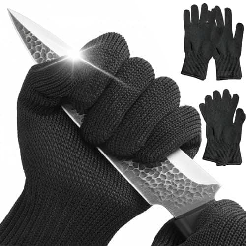 4PCS Cut Resistant Gloves Food Grade Level 5 Protection,Safety Cutting Gloves with Stainless Steel Wire for Kitchen Chefs Butchers Meat Cutting Mandoline Oyster Shucking Garden -Superior Dexterity, L