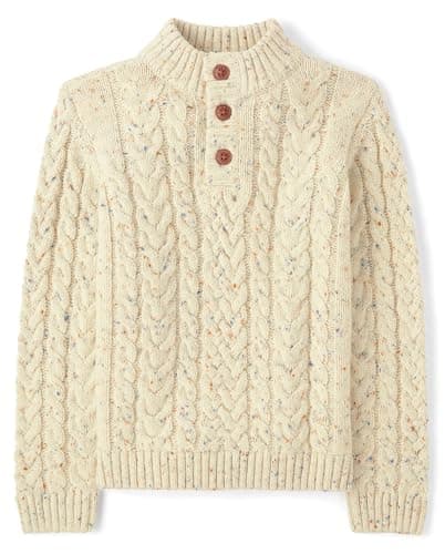 Gymboree,Boys,and Toddler Mock Neck Cable Knit Sweater,Country Cream,6