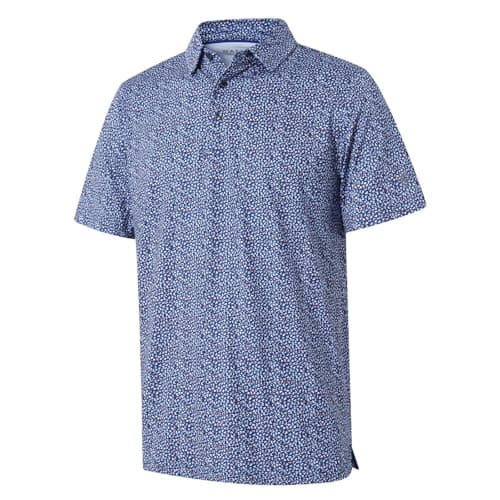 Golf Shirts for Men Dry Fit Short Sleeve Print Performance Moisture Wicking Polo Shirt