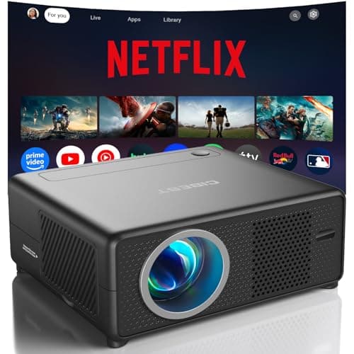 CiBest Mini Projector with WiFi and Bluetooth, Compatible with Netflix/YouTube/PrimeVideo, Electric Focus & Keystone, Short Throw Full HD 1080P Video Projector, Portable Outdoor/Indoor Use