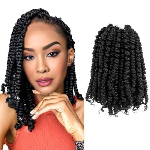 passion twist hair 10 Inch, Pre Twisted Short Crochet Braids, 8 Packs, 1#
