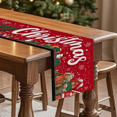 Nuxovilar Winter Town Christmas Table Runner Flax 13x72 in