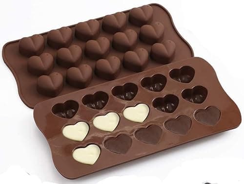 VITAPREP Silicone Heart Chocolate Mold 2 Pack - 15-Cavity Dimpled Heart Candy Molds for Valentine's Day, Wedding, Jelly, Ice Cube & Wax Melts | Food-Grade Flexible Trays