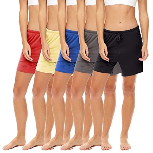 Sexy Basics Women's Super Soft Lounge Shorts | Comfort Stretch Bottoms | Drawstring & Pockets | Multi Packs & Colors
