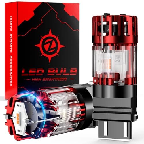 ZONBEAM 3157 PY27/7W Amber LED Turn Signal Bulbs, CANBUS Error Free,No Hyper Flash - 1860-SMD Chips Powerful & Super Bright with Cooling Fan - CK & Standard Socket Plug-and-Play