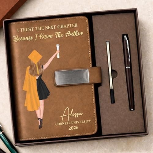 Pawfect House Gifts Personalized Journals For Women, 200 Pages Leather Writing Journal, Graduation Gifts For Women, I Trust The Next Chapter, Grad Class Of 2026 Journals, Custom Notebook With Pen Set