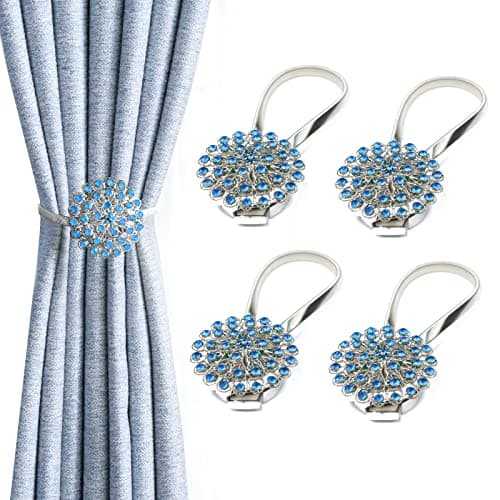 4 Packs Curtain Magnetic Buckle Spring Window Decoration Curtain Tie Rope for Home Office Decoration (Royal Blue)