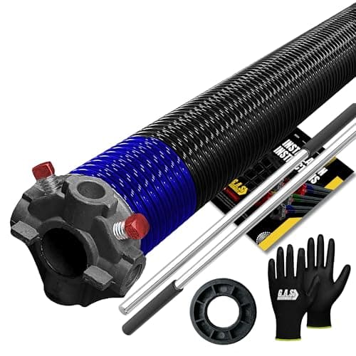 Garage Door Torsion Spring 262x1.75x36 Includes 1” Nylon Bushing, Gloves, and Winding Bars for Right Side of Garage Door Precision E-Coating 5-Year Warranty Min. 30,000 Cycles (Color Cone: Black)